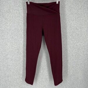 Athleta Elation Crossover Rib 7/8 Tight Size S Maroon Plum Purple Athletic Gym